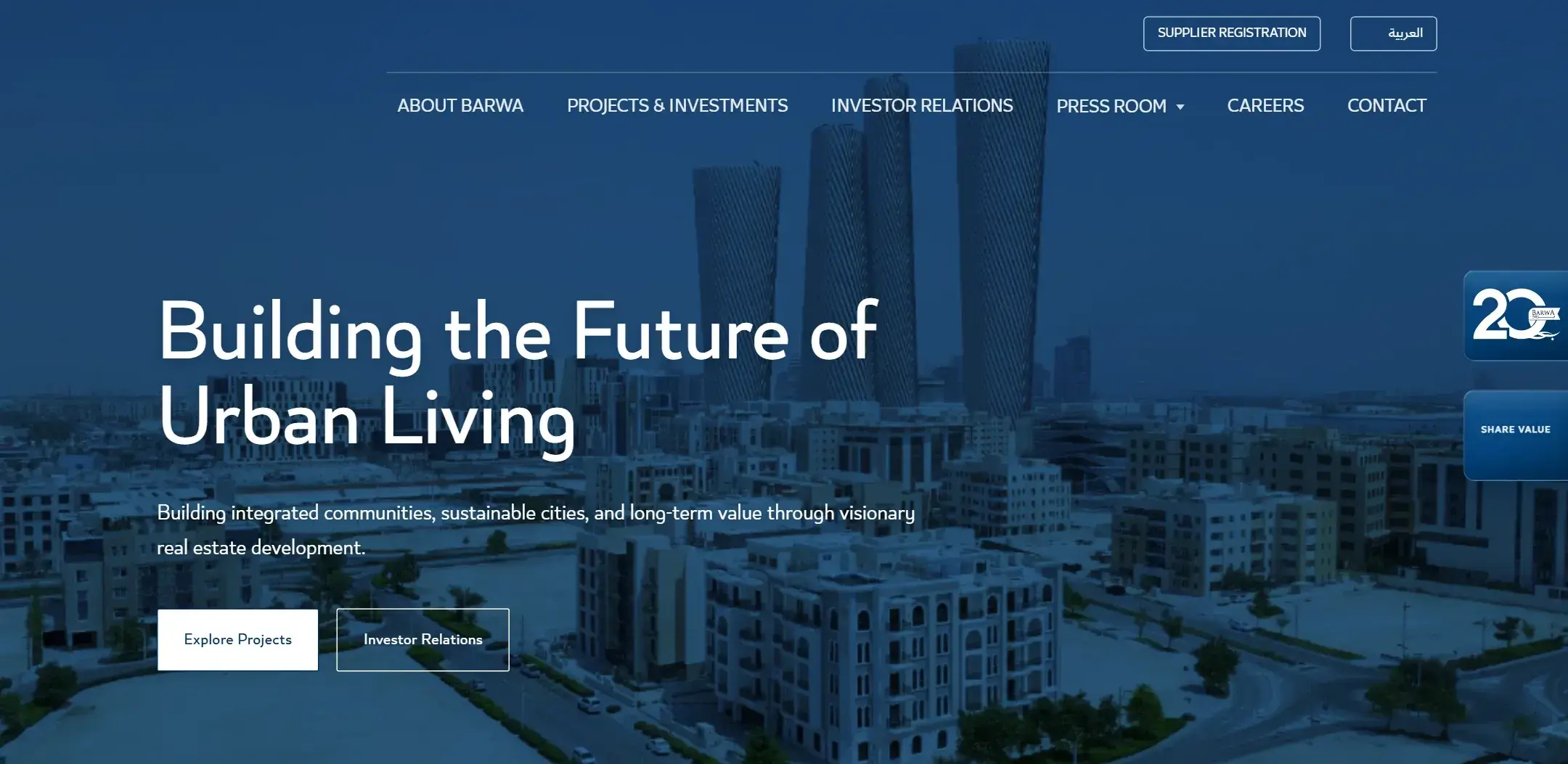 Barwa Real Estate website designed and built by Vibes