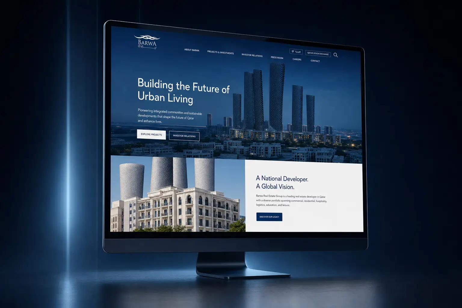 موقع Barwa Real Estate من تصميم وتطوير Vibes